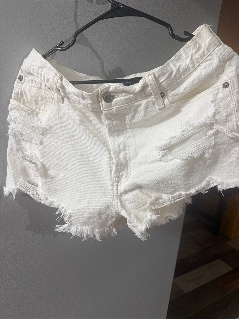 Aeropostale White Distressed Denim Cutoff Shorts